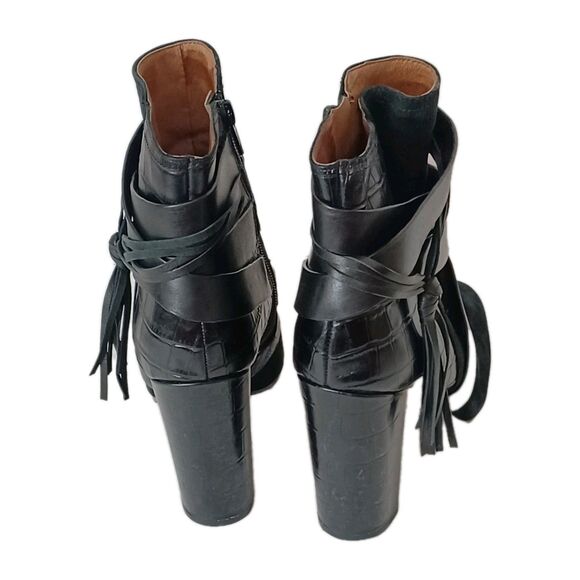 Gianni bini Black Leather Embossed and Suede Ankle boots Size 8 - Picture 3 of 7